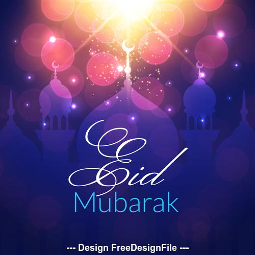 Eid mubarak glitter background mosque vector