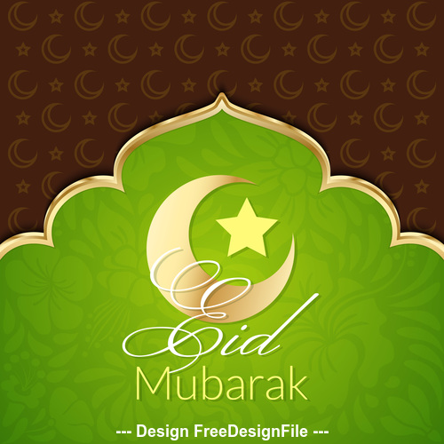 Eid mubarak greeting card vector on green background