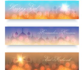 Eid mubarak islamic architecture background banner vector