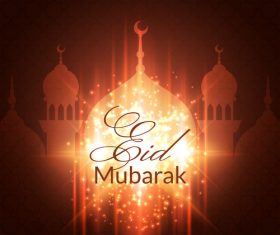 Eid mubarak light red background mosque vector