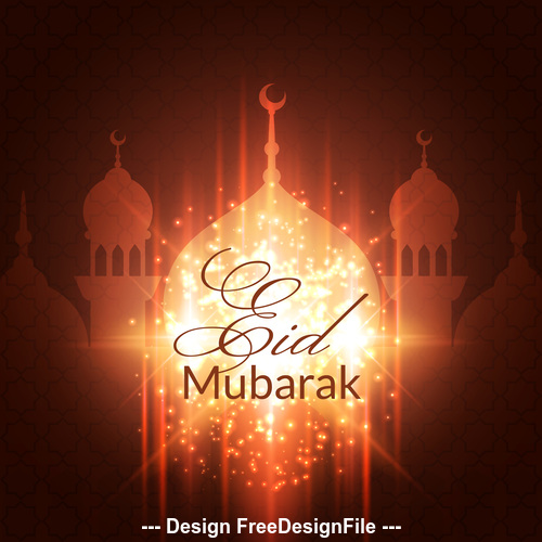 Eid mubarak light red background mosque vector