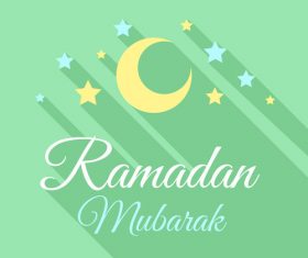 Eid mubarak long shadows vector on green background