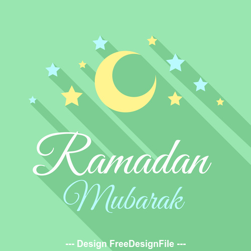 Eid mubarak long shadows vector on green background free download