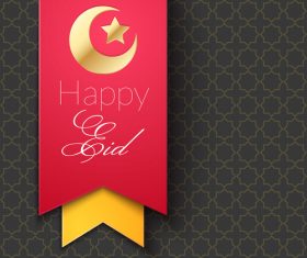 Eid mubarak ribbon greeting card vector