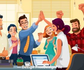 Employee celebration cartoon illustration vector