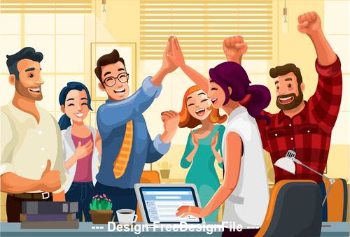 Employee celebration cartoon illustration vector free download