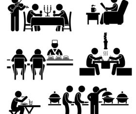 Enjoy the food matchstick men vector