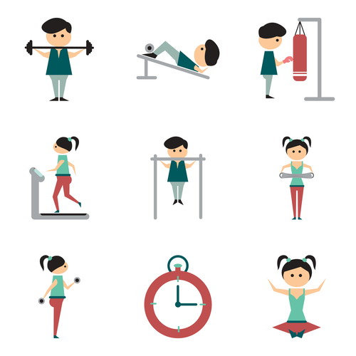 Exercise strength icon set vector