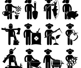 Farmers matchstick men vector