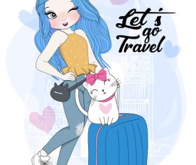 Fashion girl and pet vector