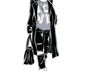 Fashion girl sketch vector
