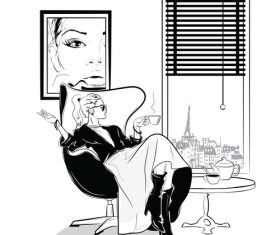 Fashion sketch silhouette elegant girl vector