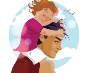Father and daughter cartoon illustration vector
