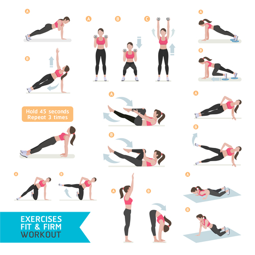 Female complete fitness action breakdown icon vector 04