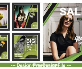 Female goods social media sales banner vector