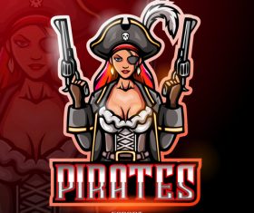 Female pirates logo vector