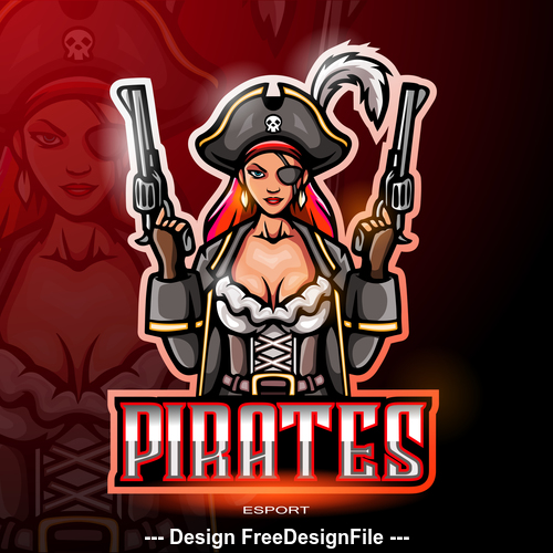 Female pirates logo vector