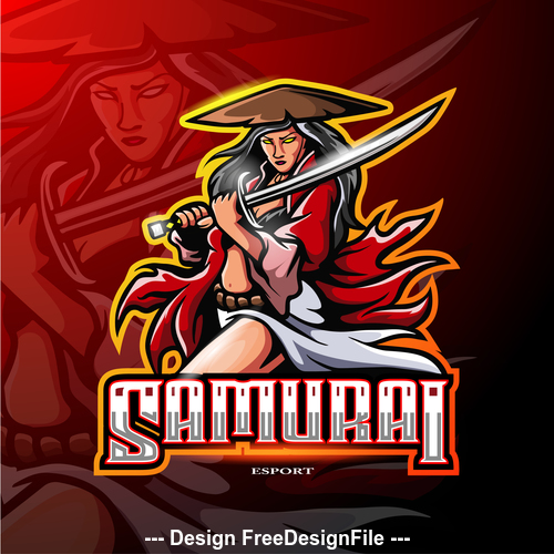 Female samurai logo vector