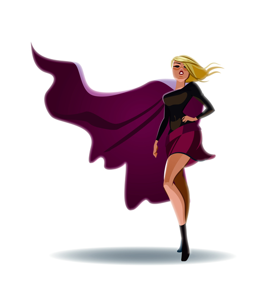 Female superheroes cartoon illustration vector free download