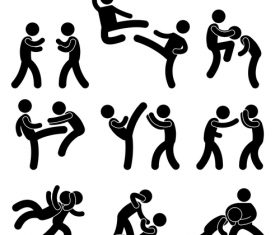 Fight matchstick men vector