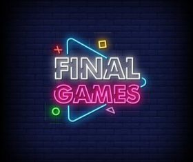 Final games neon signs style text vector