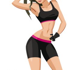 Fitness woman cartoon illustration vector