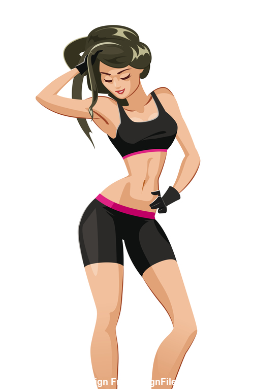 Fitness woman cartoon illustration vector free download
