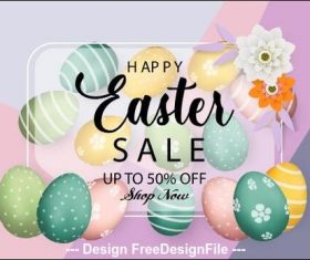 Flowers and hand painted easter egg background vector