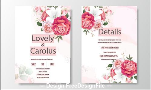 Flowers background wedding invitation card vector free download