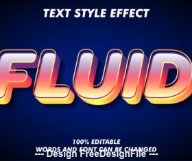 Fluid 3d font effect editable text vector
