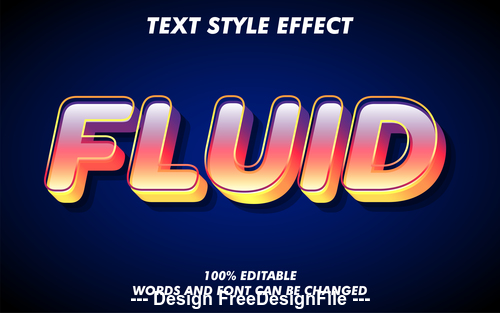 Fluid 3d font effect editable text vector