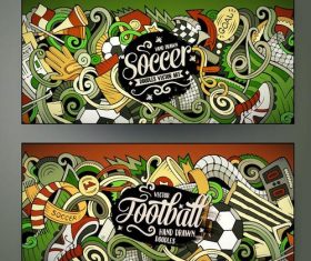 Football doodles banners vector