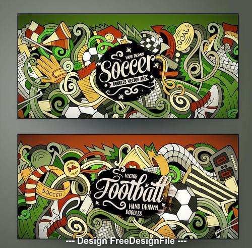 Football doodles banners vector