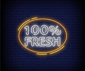 Fresh neon signs style text vector