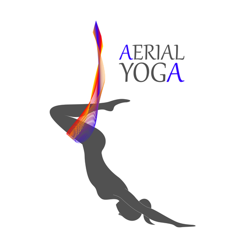 Front flip aerial yoga logo vector