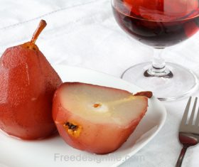 Frozen pear and red wine Stock Photo