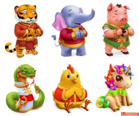 Funny animal 3d icon vector