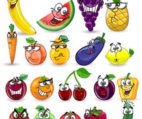 Funny fruit cartoon expression icon vector