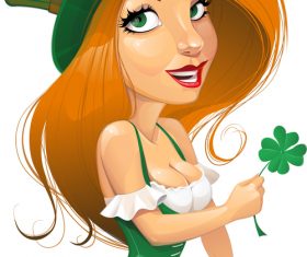 Girl holding clover cartoon vector