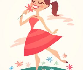 Girl in spring vector