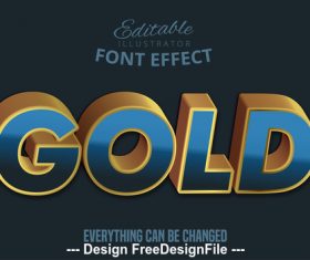 Gold 3d font effect editable text vector