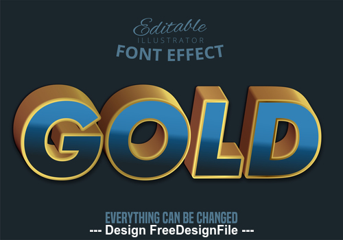 Gold 3d font effect editable text vector