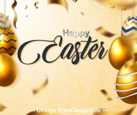 Golden background luxury easter card vector