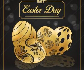 Golden egg on black background vector