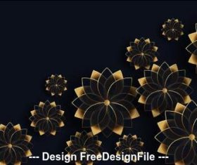 Golden flowers decoration background design vector