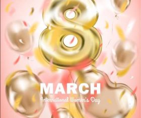 Golden heart balloon decoration womens day card vector