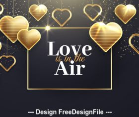 Golden heart pendant and valentine dialog vector