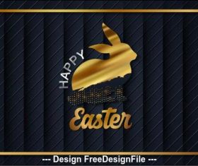Golden rabbit easter card vector