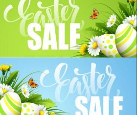 Green and blue background easter sale banner vector