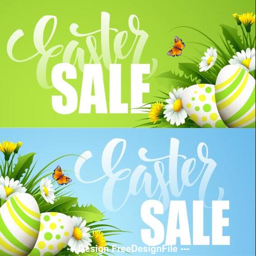 Green and blue background easter sale banner vector
